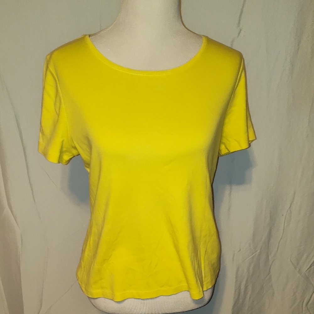Talbots Petite Large Yellow T-shirt 100% Cotton